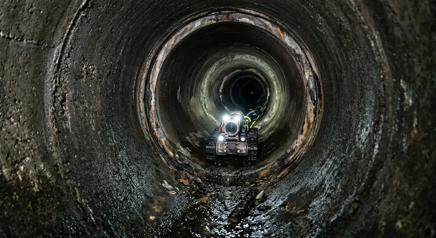 Robotic sewer camera inspecting pipe interior for Sewer Line Repair in Monson